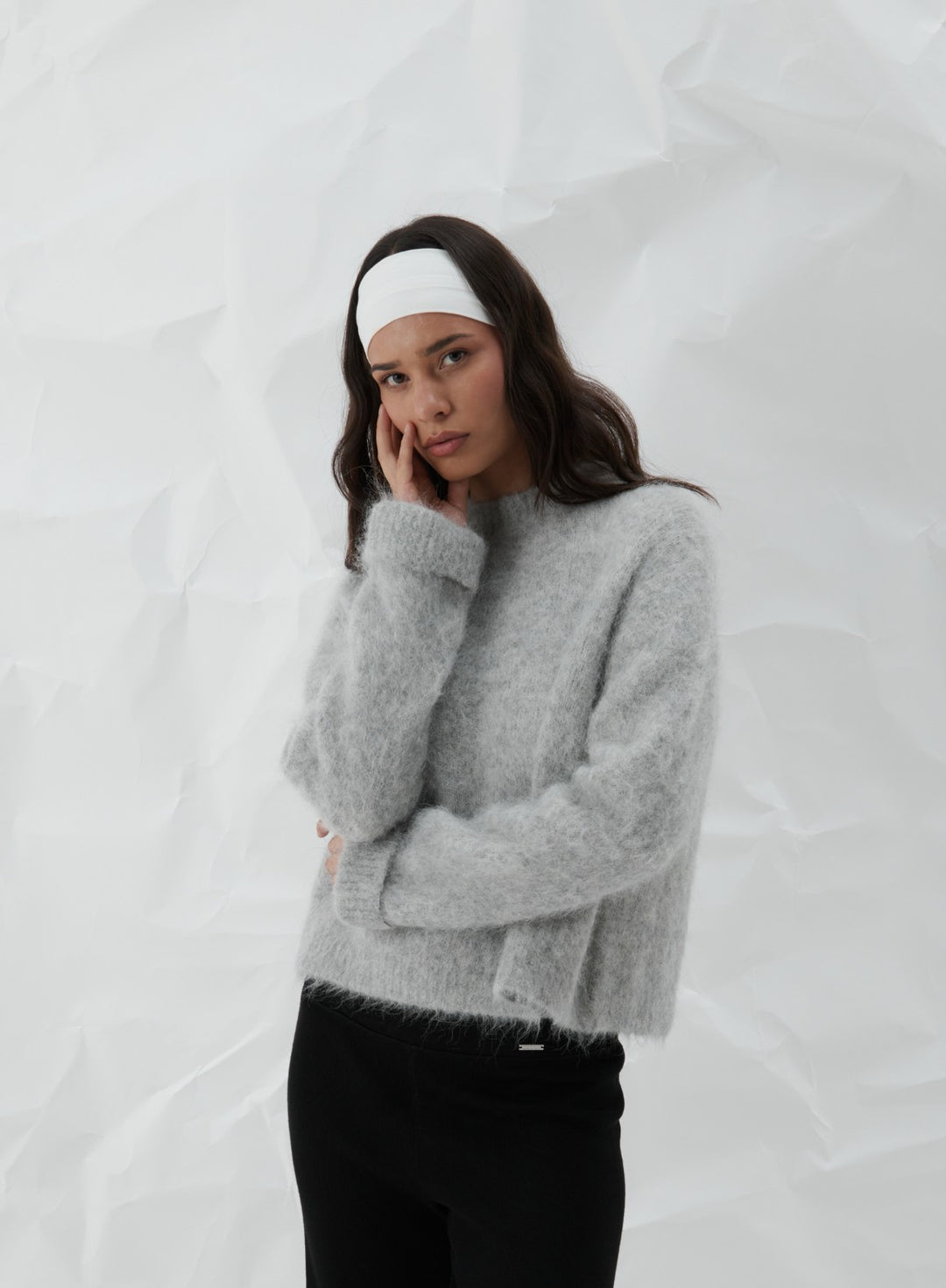 アムウェイ Aesthetician Grey Melange Alpaca Knit Sweater – aim'n no