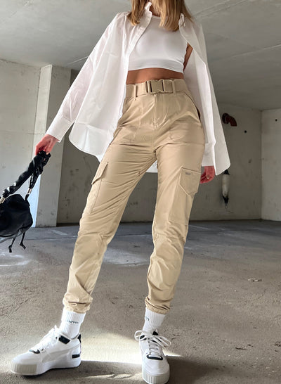 Beige Cargo Pants