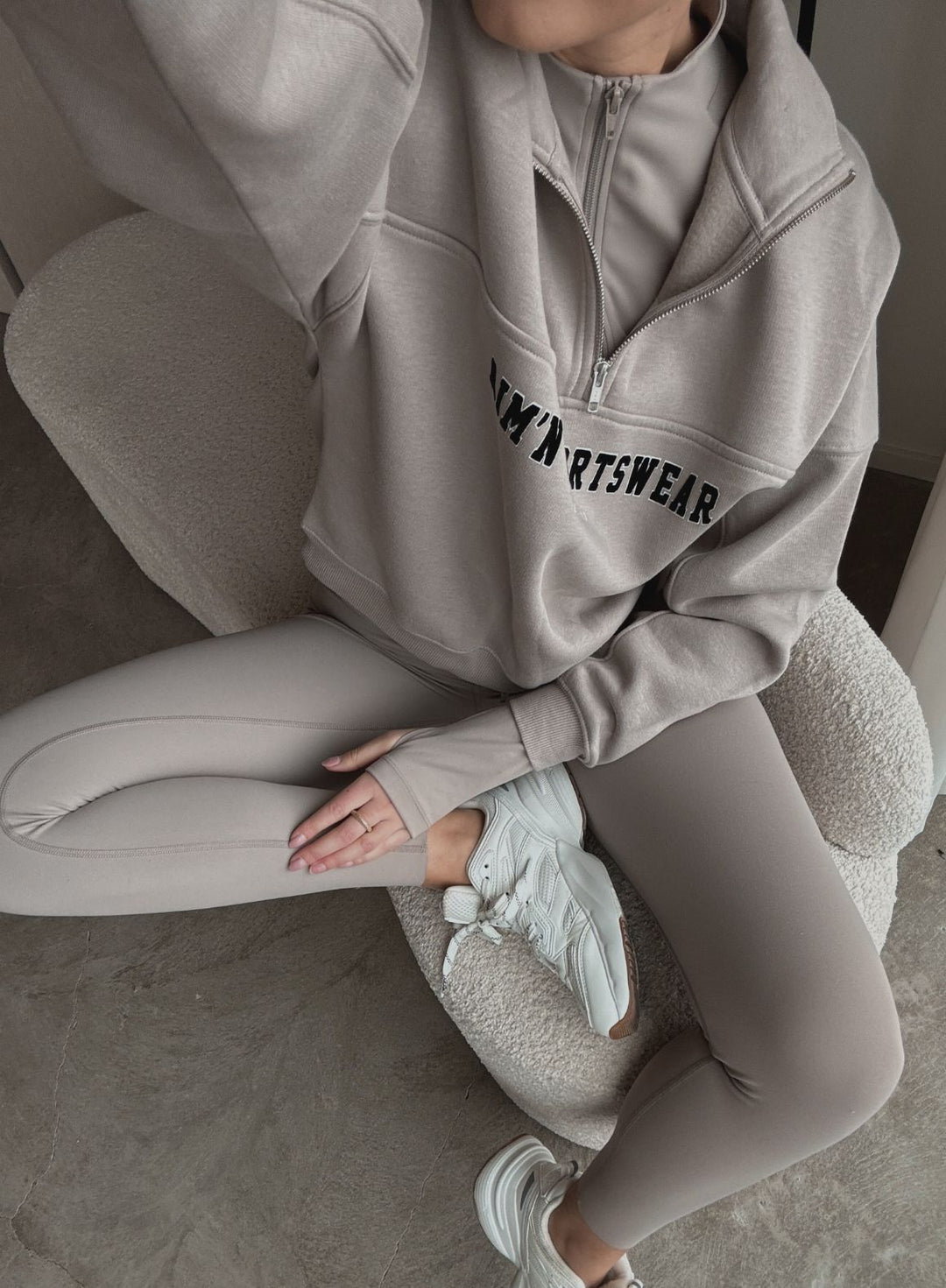 Dark Clay Varsity Sweat Half Zip – aim'n no