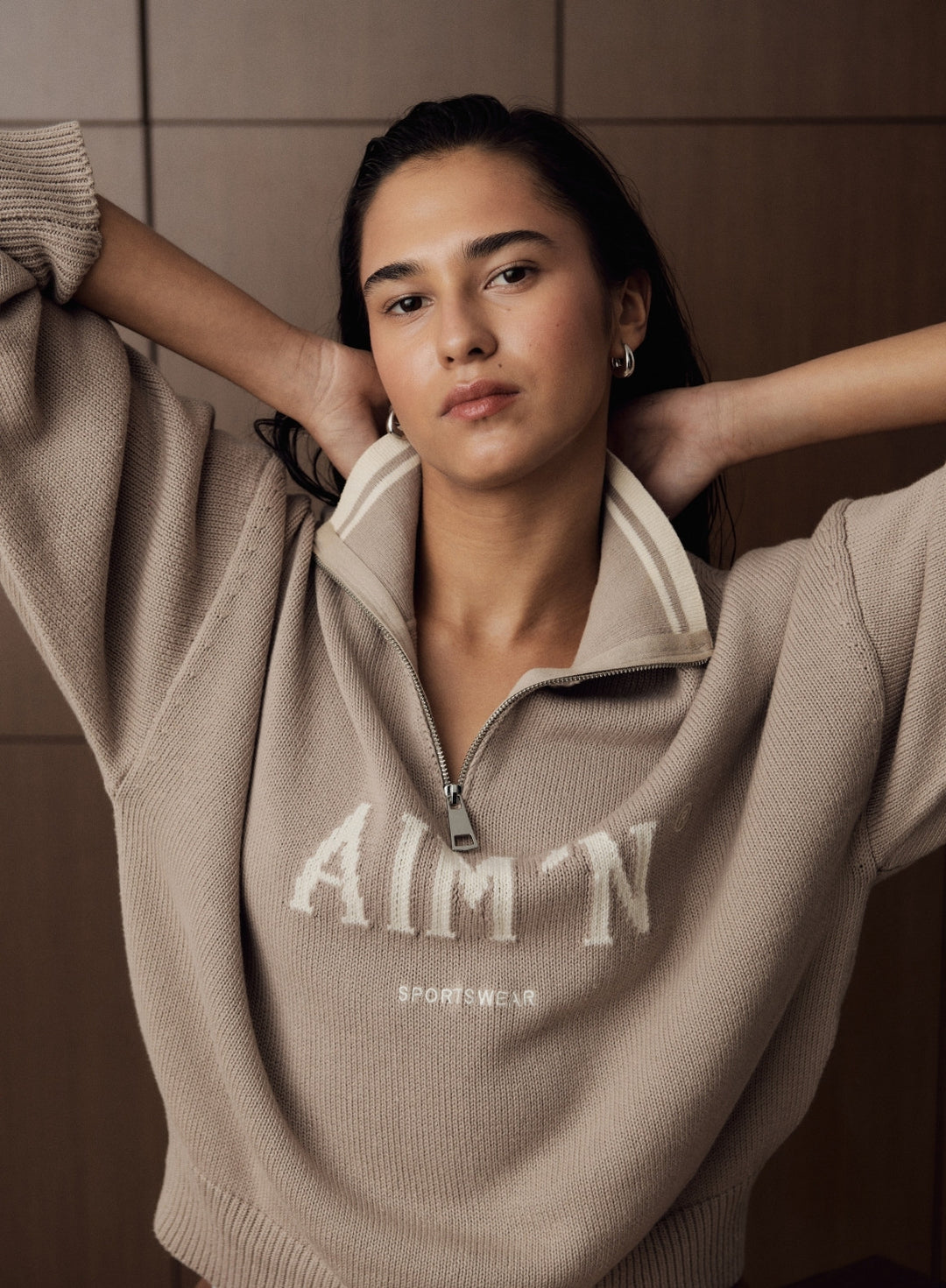 アムウェイ Aesthetician Dark Clay College Knitted Half Zip – aim'n no