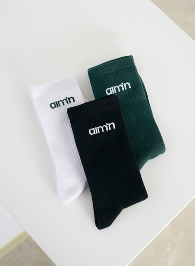 Pine Green/black/white Aim'n Logo Socks 3-pack